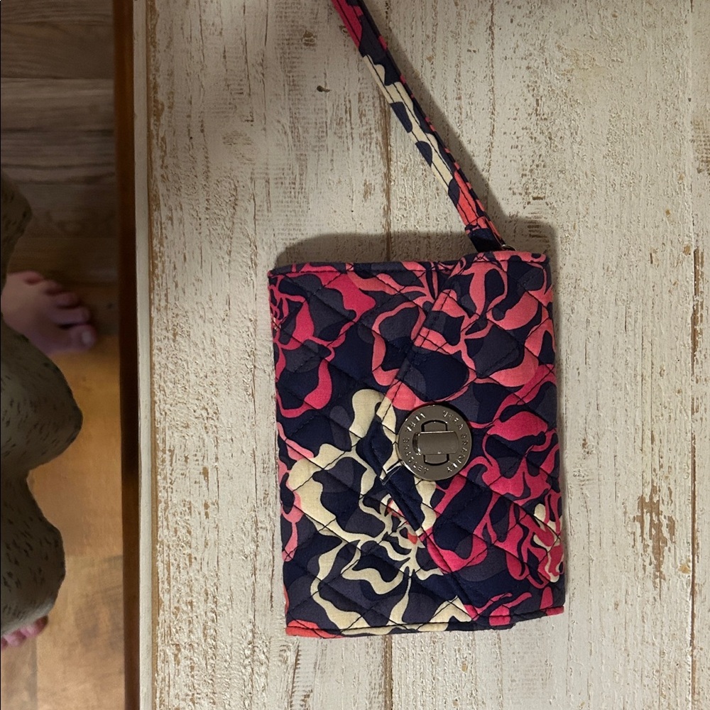 Vera Bradley Pink and Navy Floral Wristlet